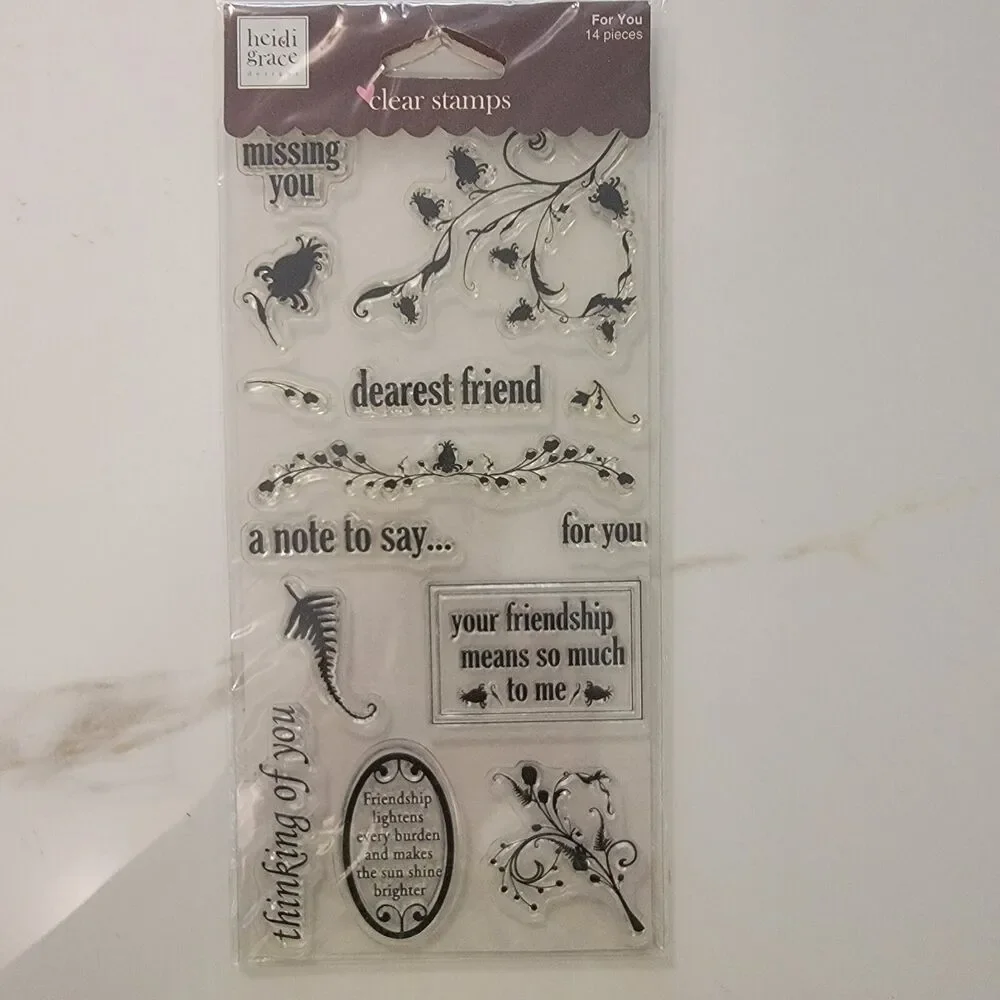 Inkadinkado & Heidi Grace Clear Stamps Flower Sentiments Friendship LOT of 2